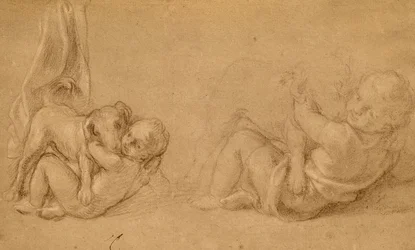 Studie eines Kindes mit einem Hund